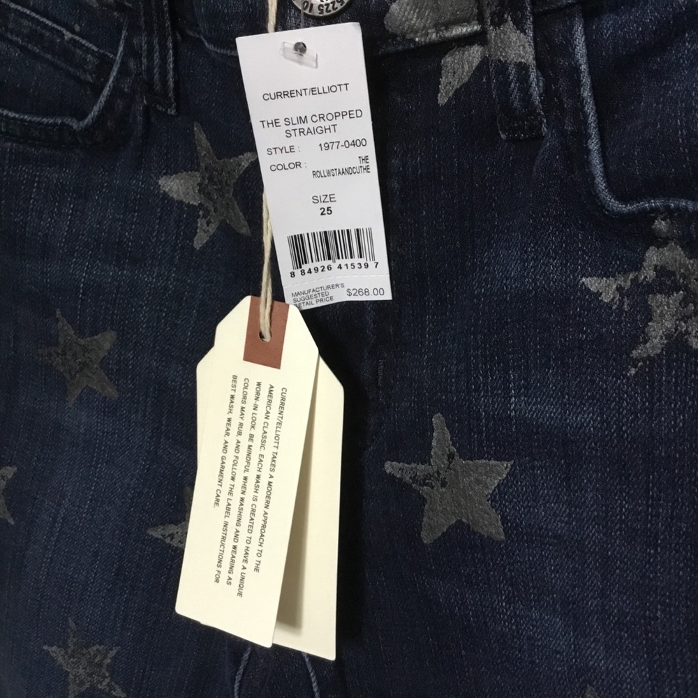 NWT CURRENT ELLIOTT Stars Crop Straight Jean 25 - Picture 3 of 6